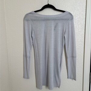 Prana Tunic Esme Grey Stripe Long Sleeve Boat Neck Side Slit Top Size XS